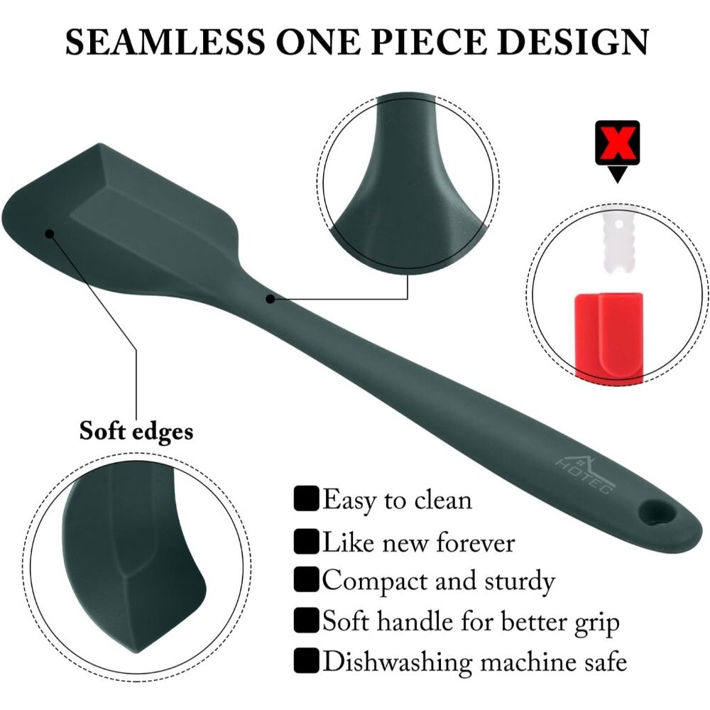 Heat Resistant 600℉ BPA-Free Silicone Rubber Spatula Set for Baking, Cooking, an - Picture 6 of 7